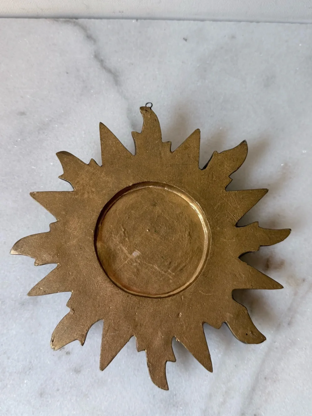 Decorative Sunburst Wall Mirror in Antique Gold